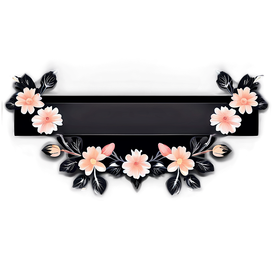 Black Banner With Floral Design Png Icn66