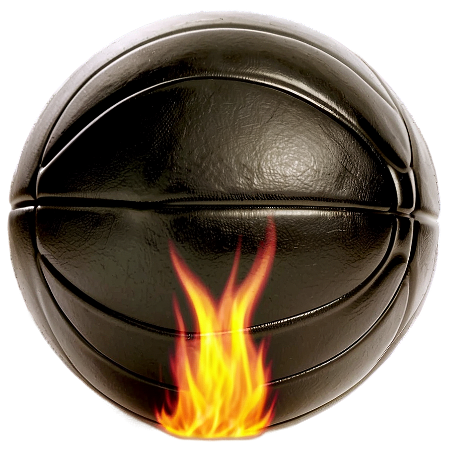 Black Basketball With Flames Png 06252024