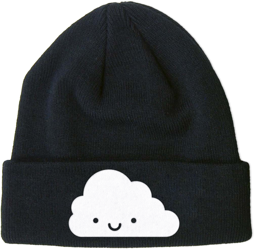 Black Beanie Cute Cloud Design