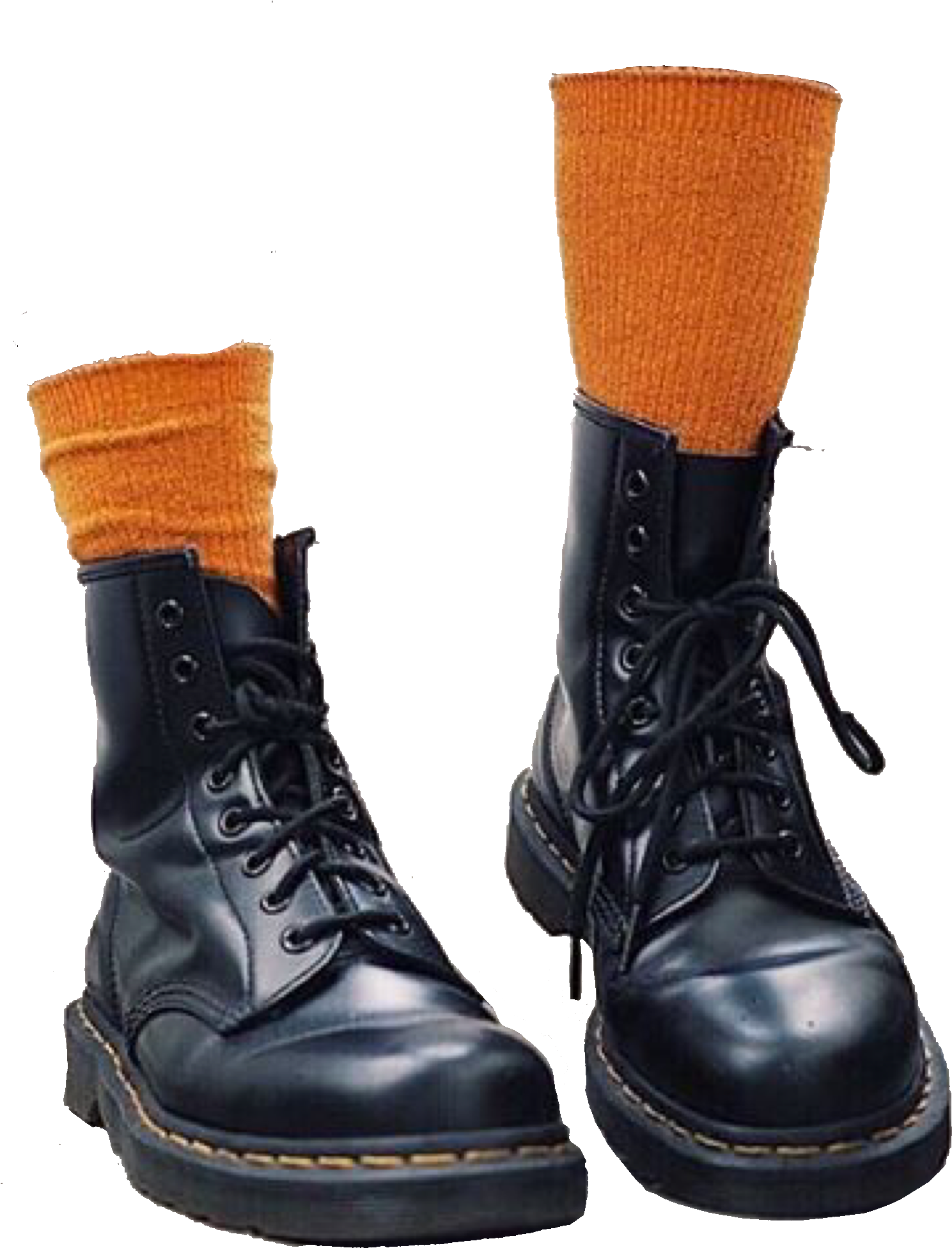 Black Boots With Orange Socks