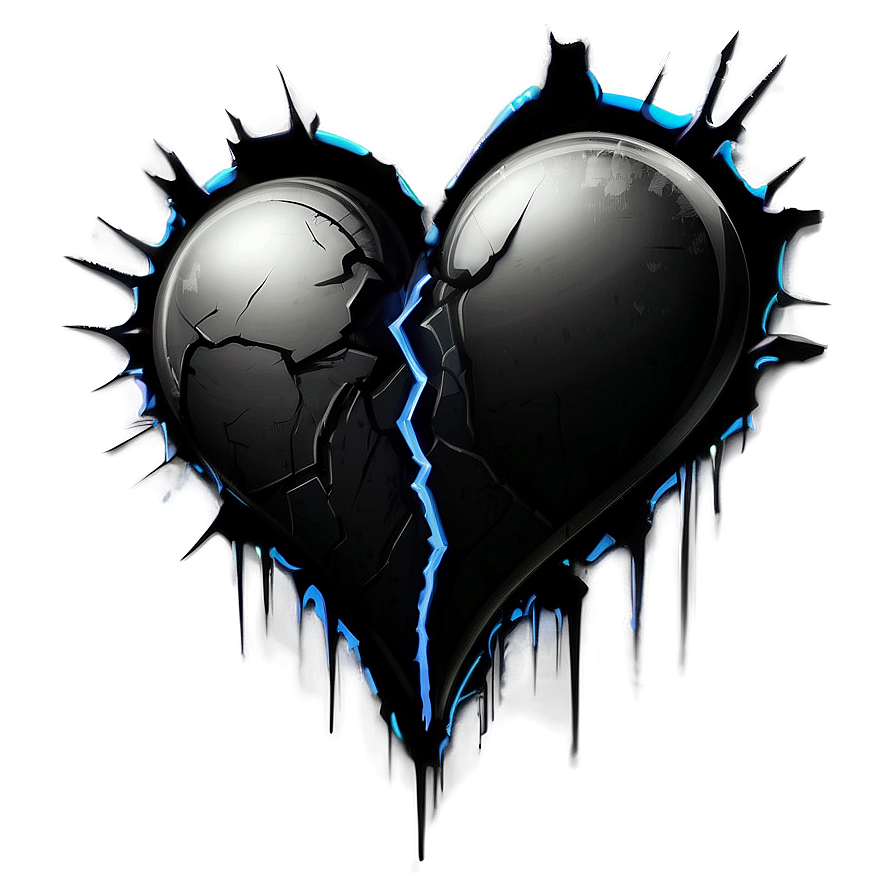 Black Broken Heart Graffiti Png 06252024