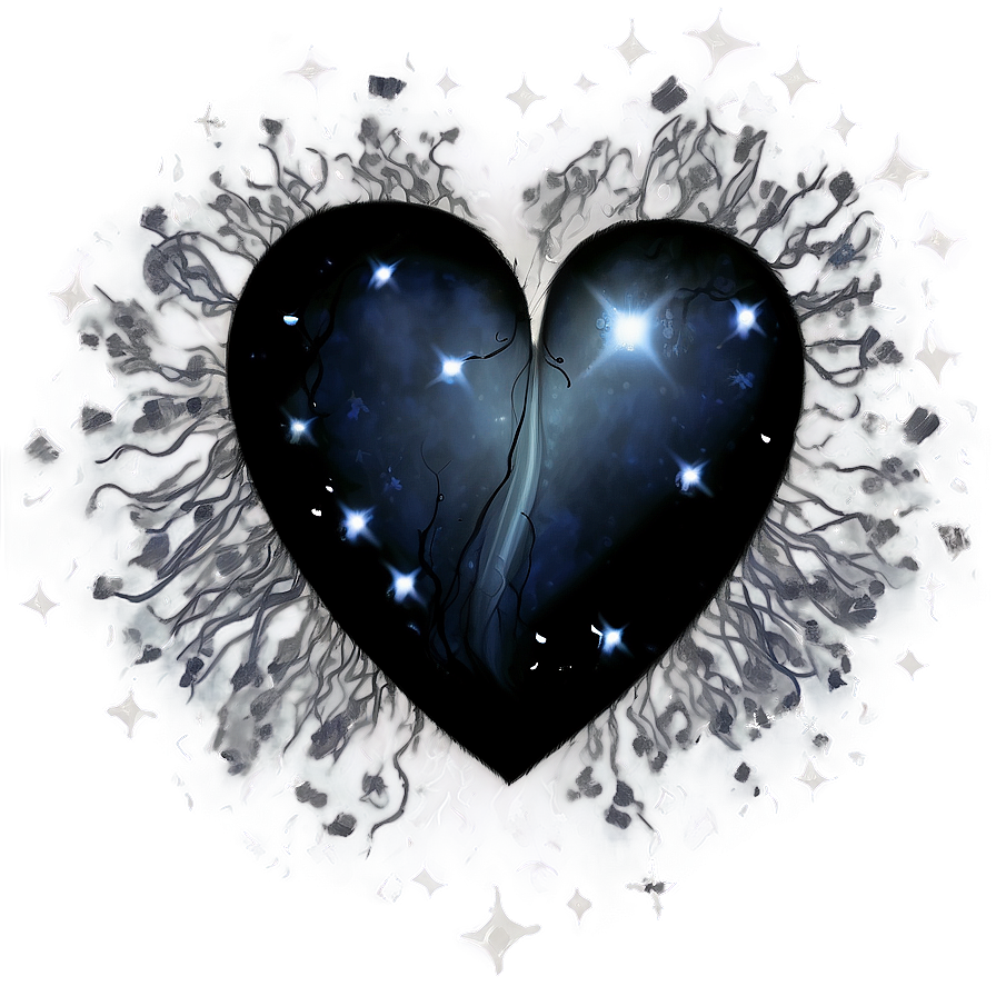 Black Broken Heart In Space Png 06252024