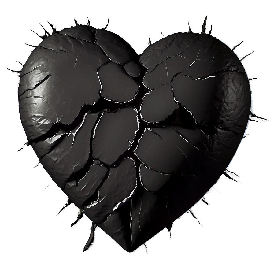 Black Broken Heart Png 06252024