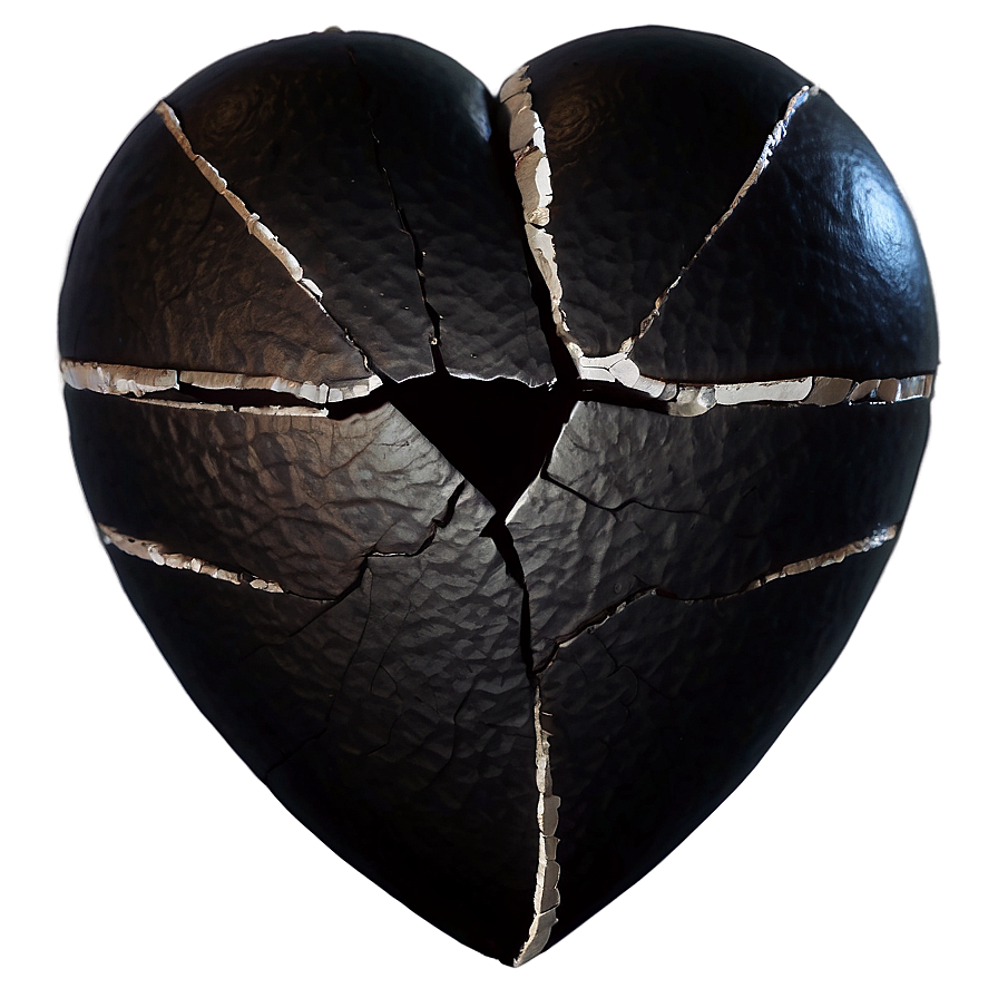 Black Broken Heart Symbol Png 06252024