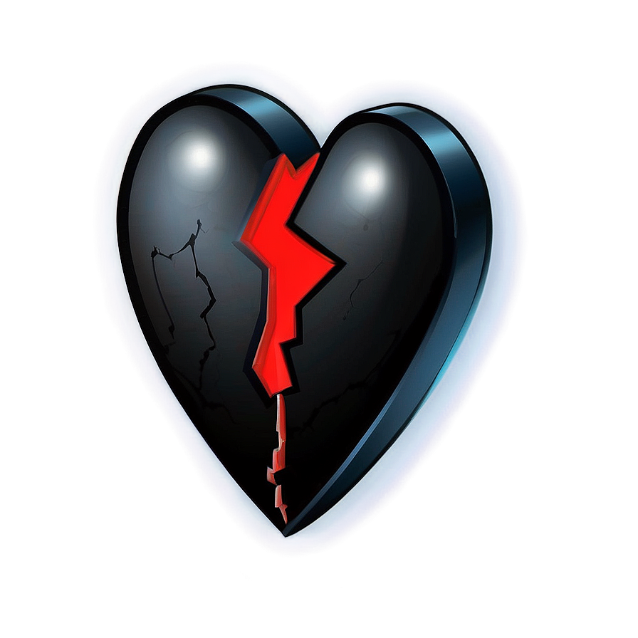 Black Broken Heart Symbol Png 1