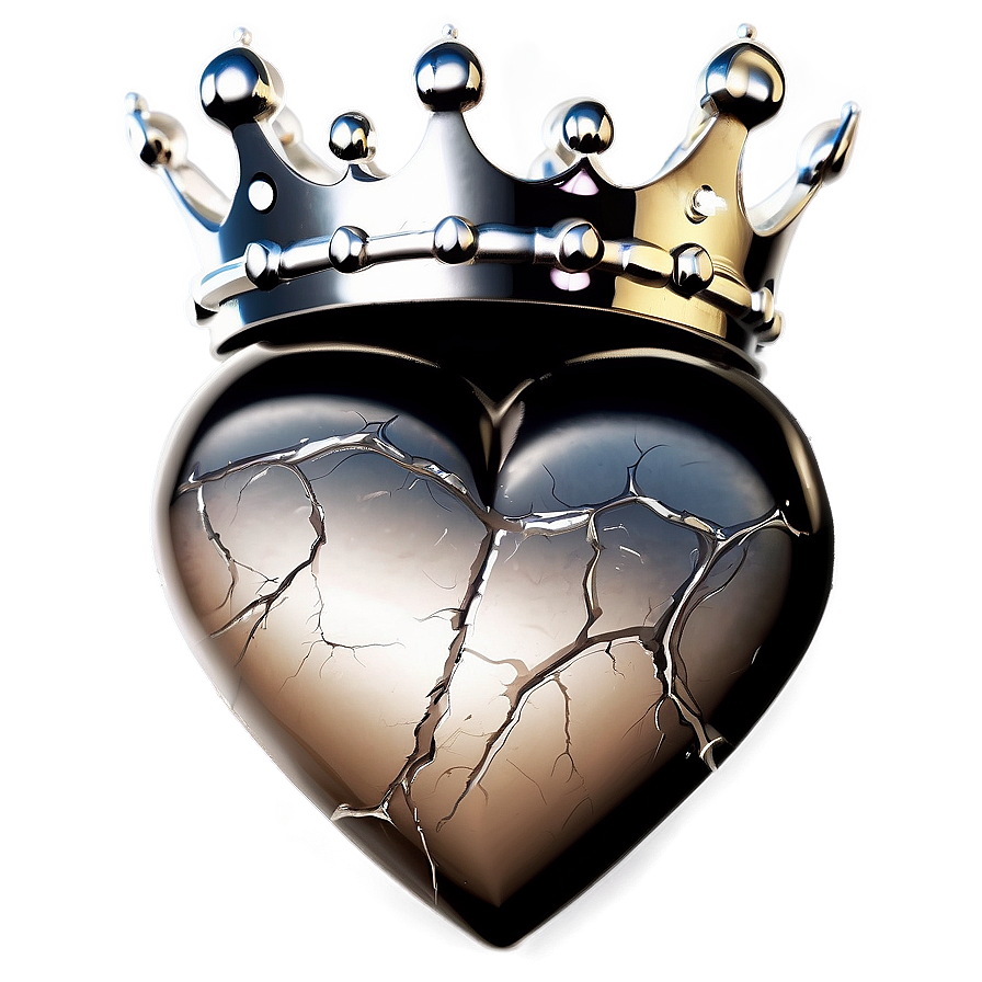 Black Broken Heart With Crown Png 73