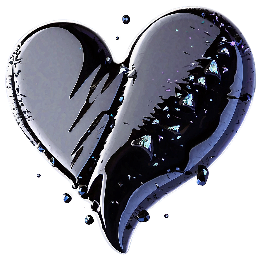 Black Broken Heart With Glitter Png Byt97