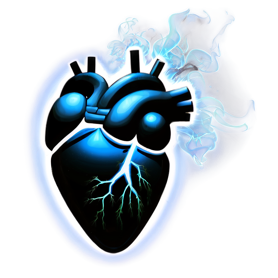 Black Broken Heart With Smoke Png 81