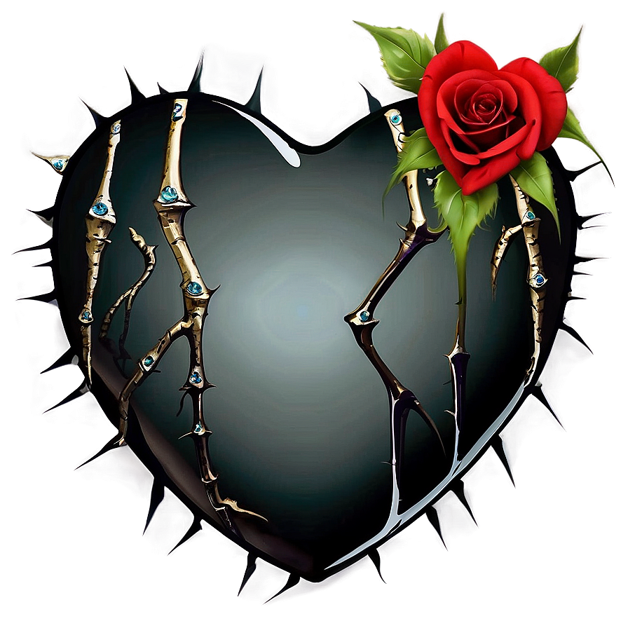 Black Broken Heart With Thorns Png Pkq74