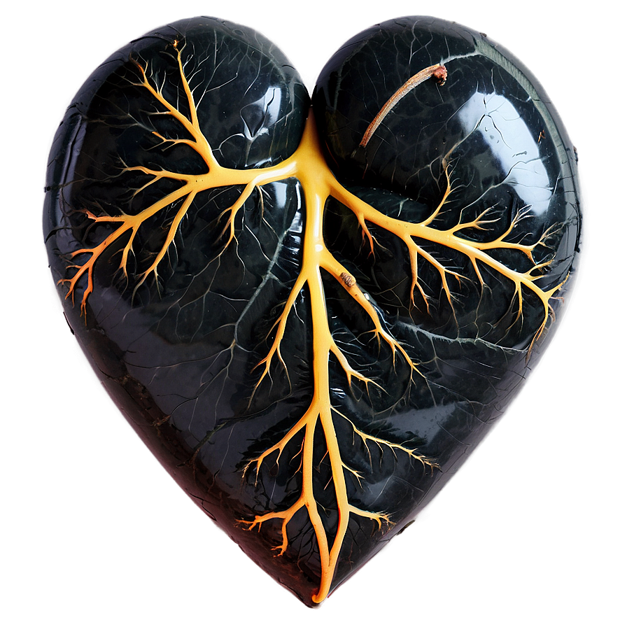 Black Broken Heart With Veins Png 06252024