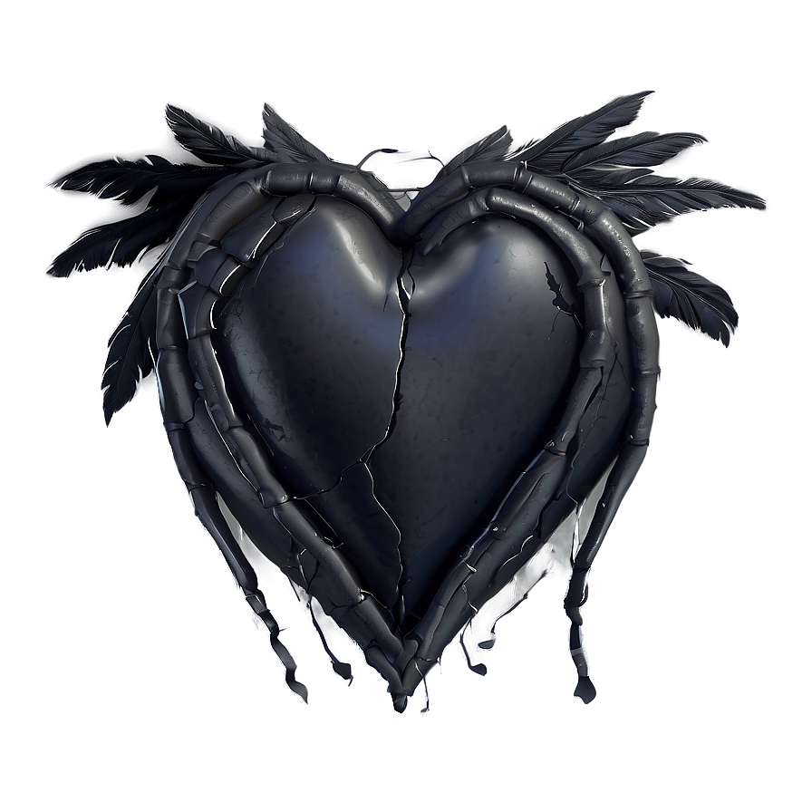 Black Broken Heart With Wings Png 06252024