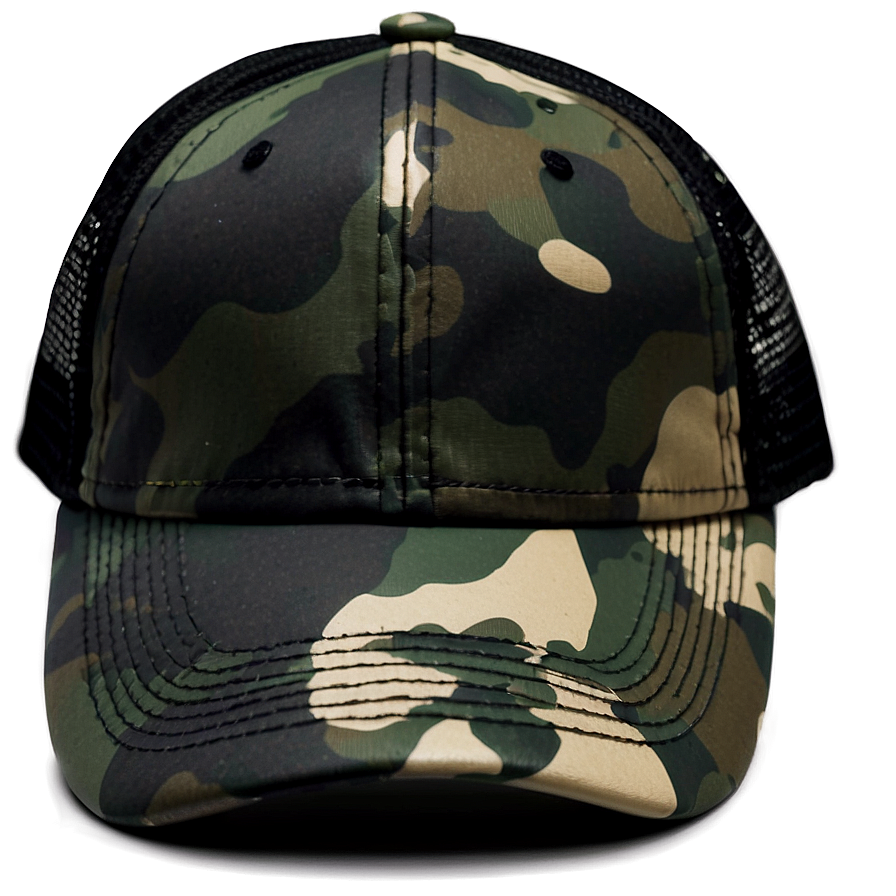 Black Camo Trucker Hat Png Stk