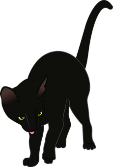 Black Cat Cartoon Illustration