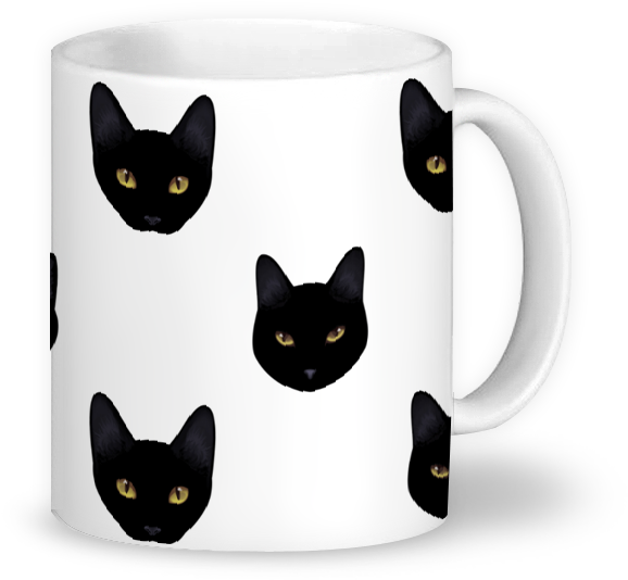 Black Cat Face Mug Design