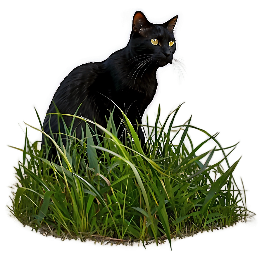 Black Cat In Grass Png 05232024