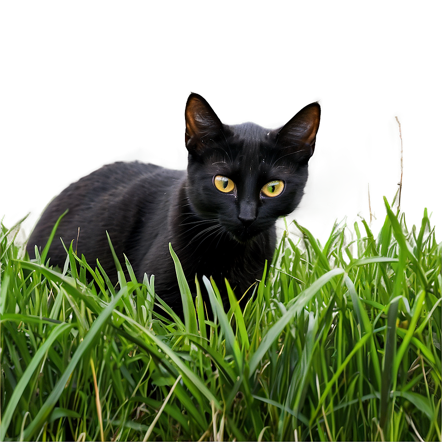 Black Cat In Grass Png 47