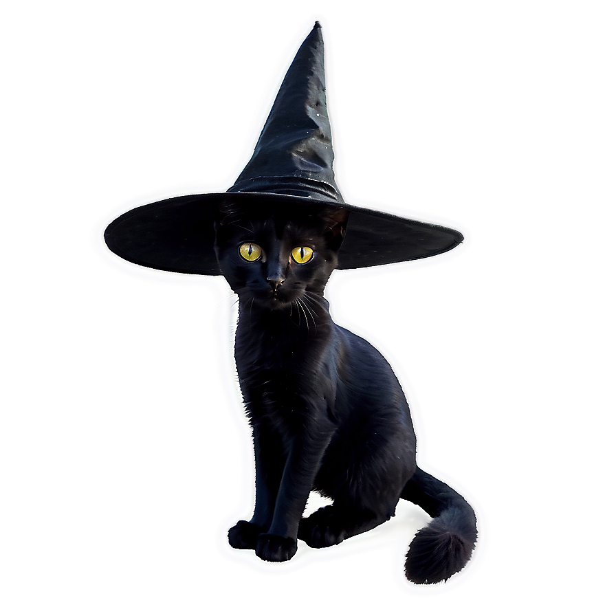 Black Cat With Witch Hat Png Iyk65