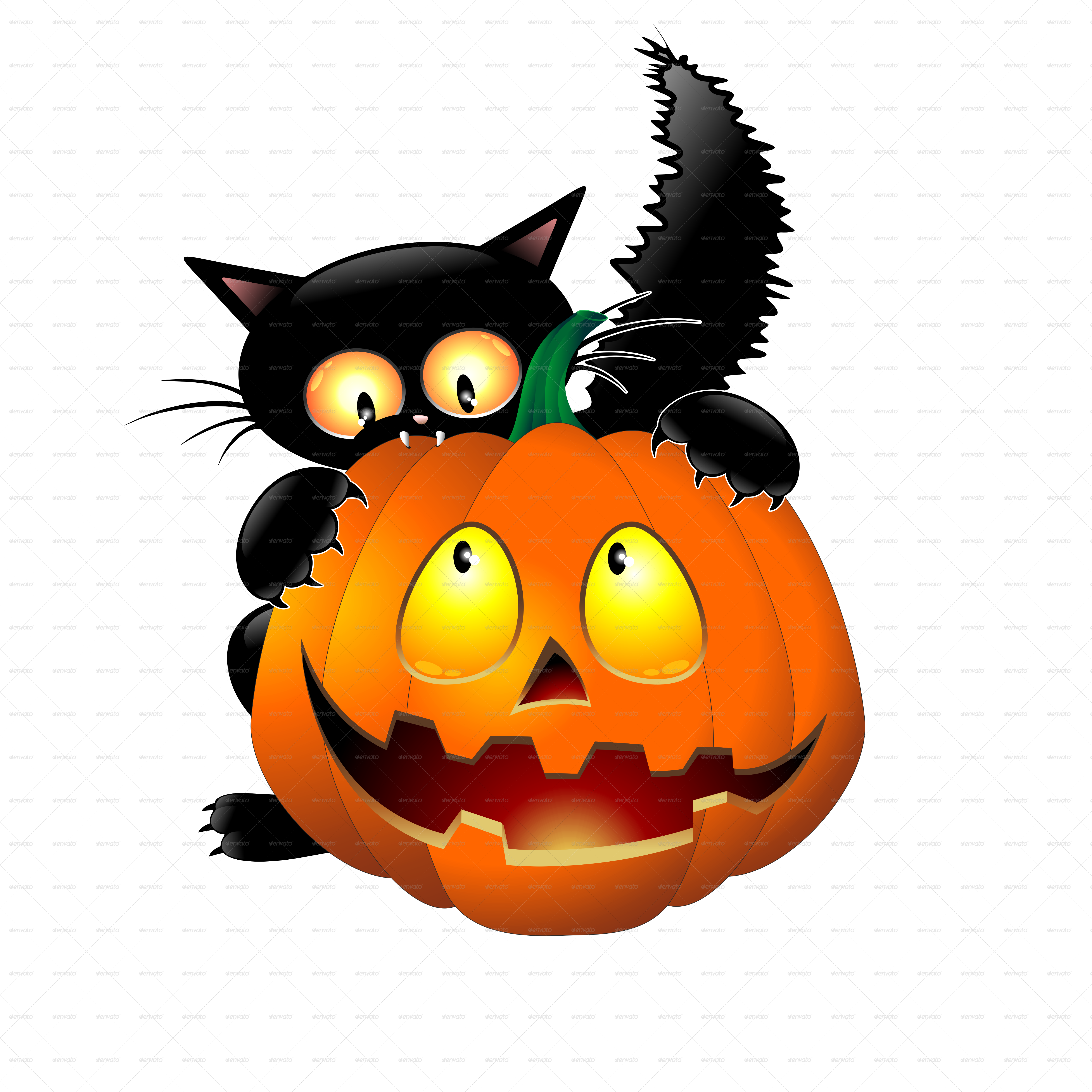 Black Catand Jack O Lantern Halloween