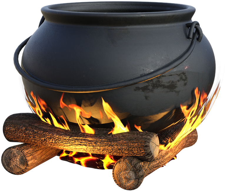 Black Cauldronon Fire Logs