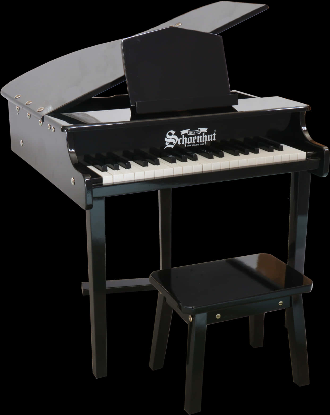 Black Childrens Grand Piano With Stool