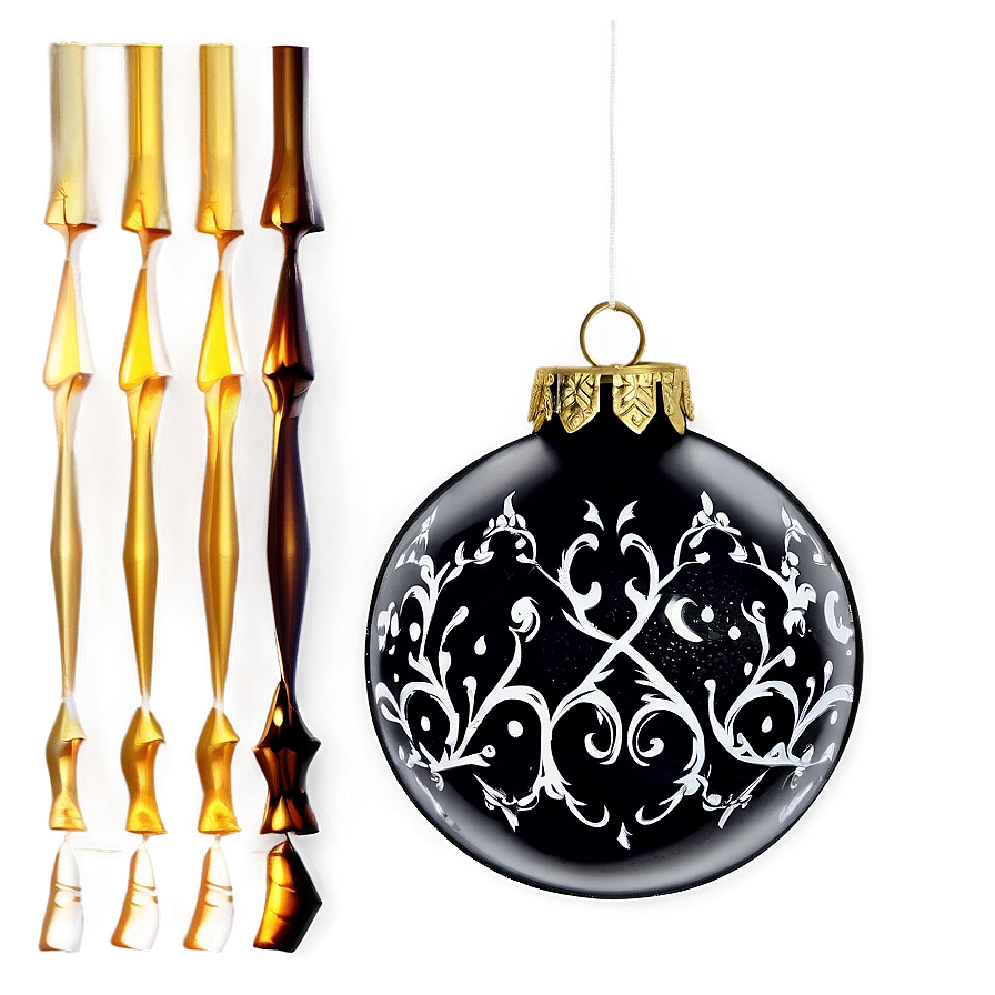 Black Christmas Ornaments Png 15