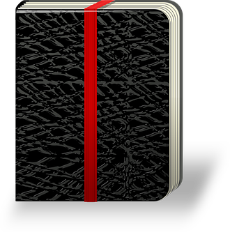 Black Cover Bookwith Red Bookmark