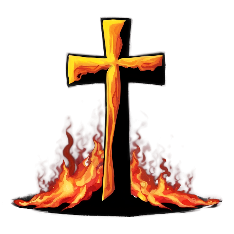 Black Cross In Fire Png 51