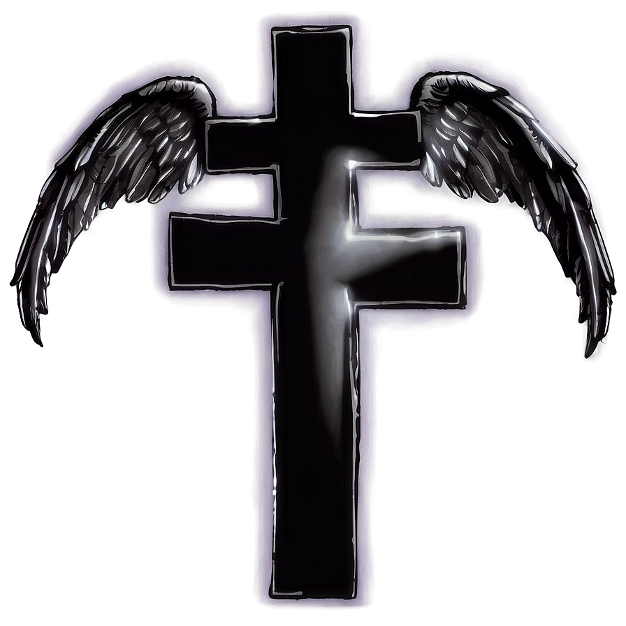 Black Cross With Angel Wings Png 05242024
