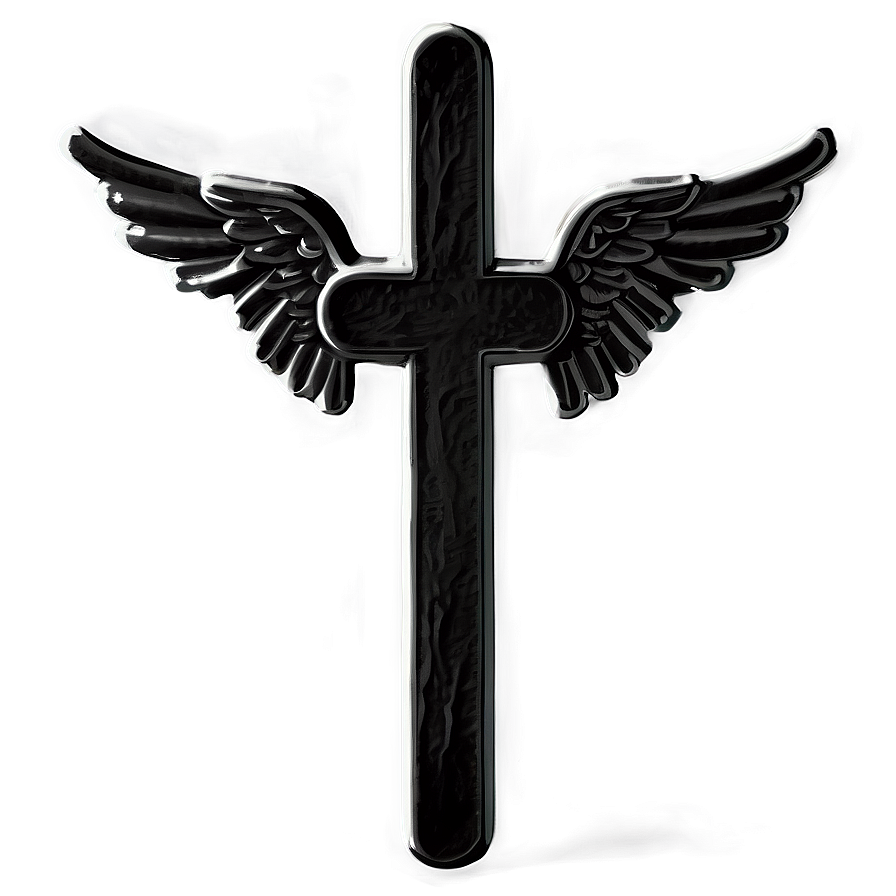 Black Cross With Angel Wings Png Vea24