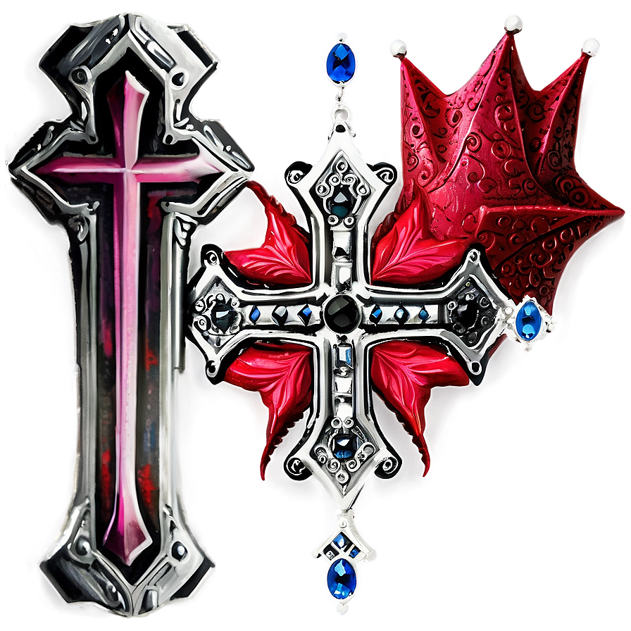 Black Cross With Crown Png Vni