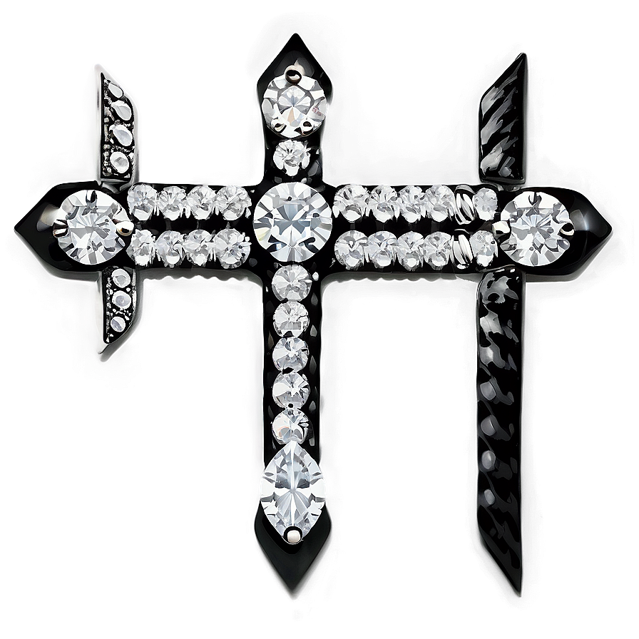 Black Cross With Diamonds Png Qin1