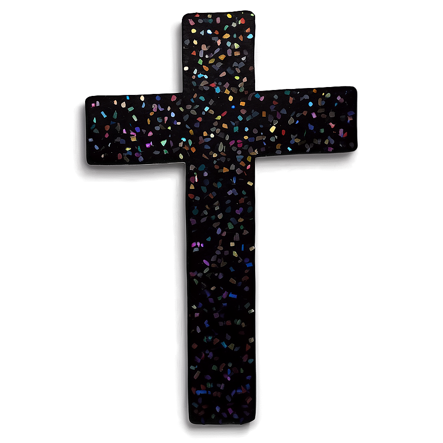 Black Cross With Glitter Png 05242024