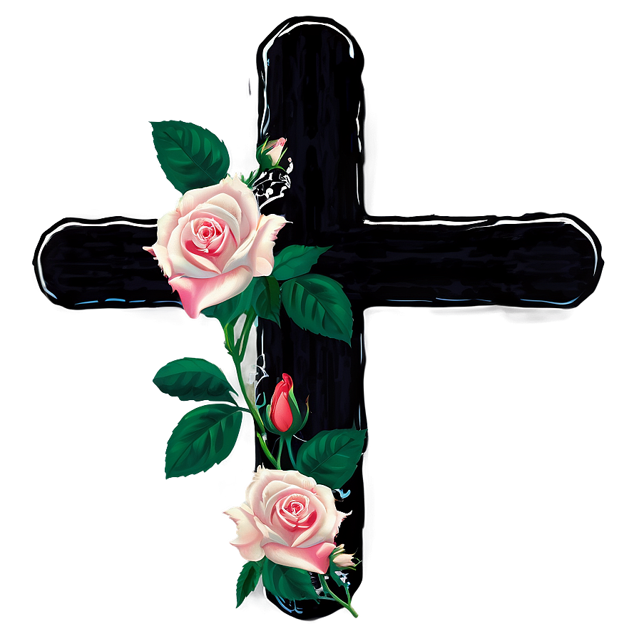 Black Cross With Roses Png Jlv3