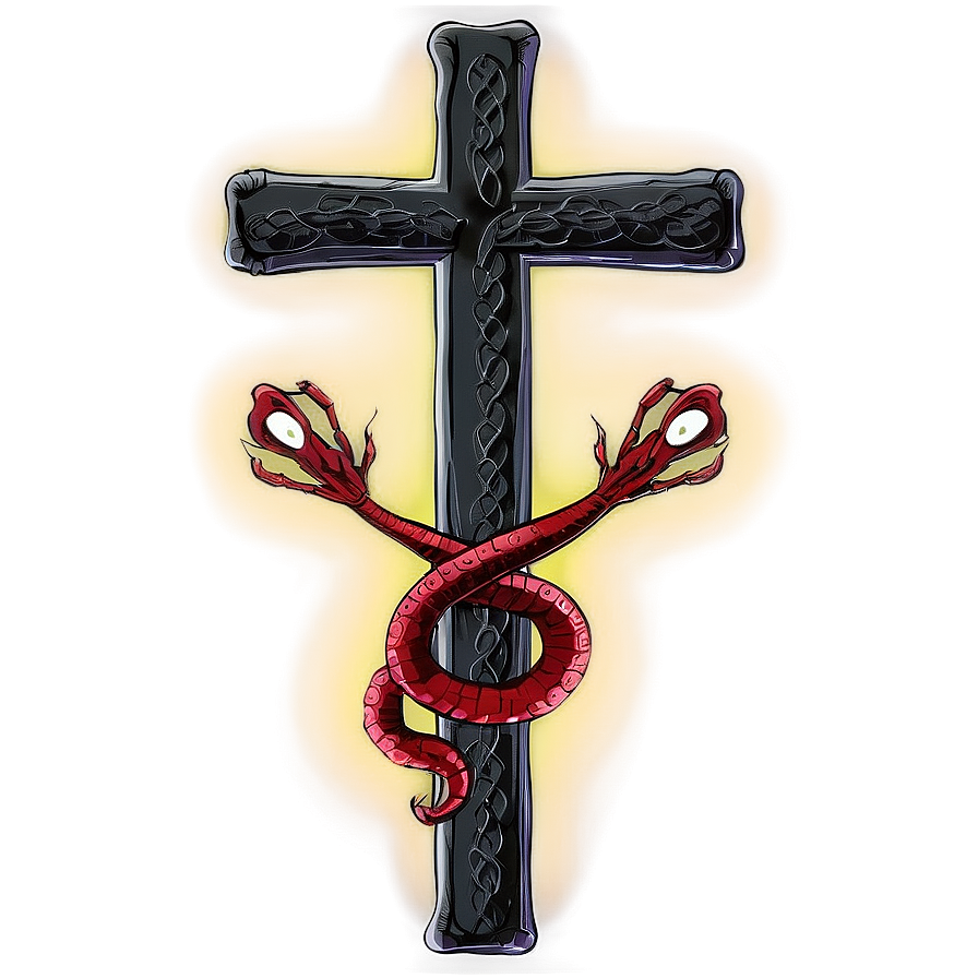 Black Cross With Snake Png Rpm