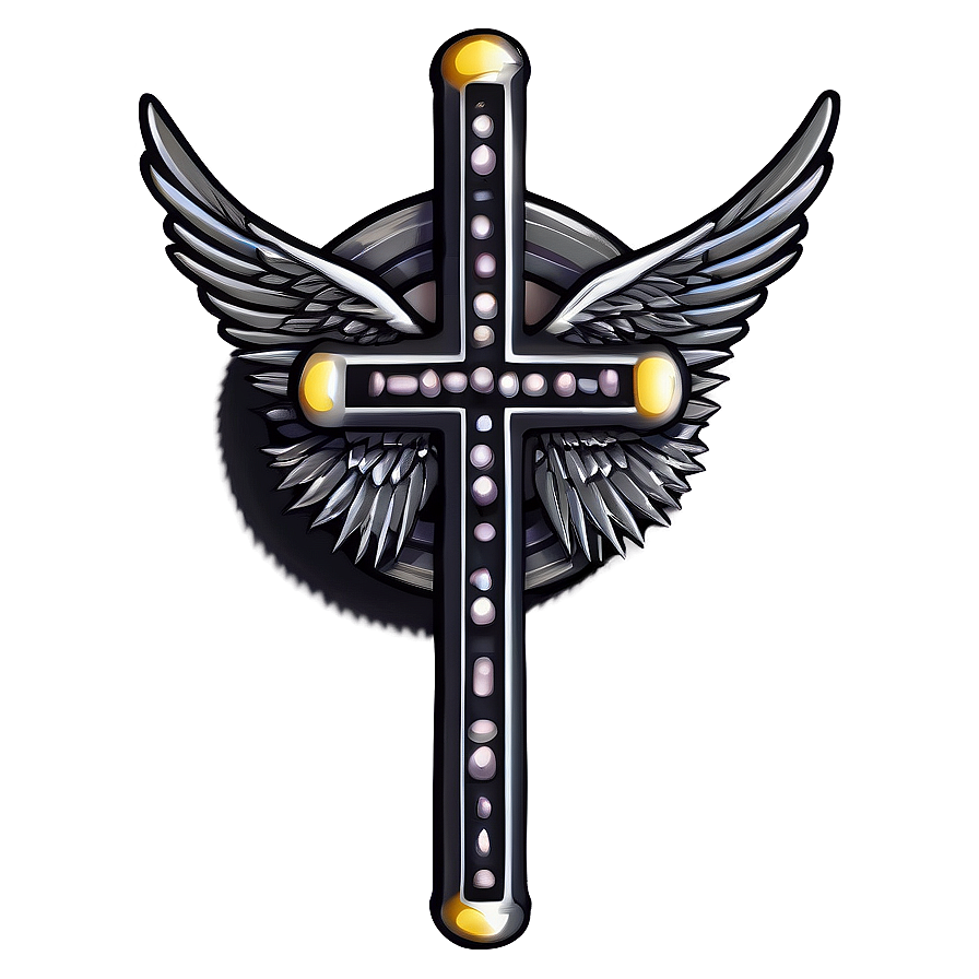 Black Cross With Wings Png 05242024