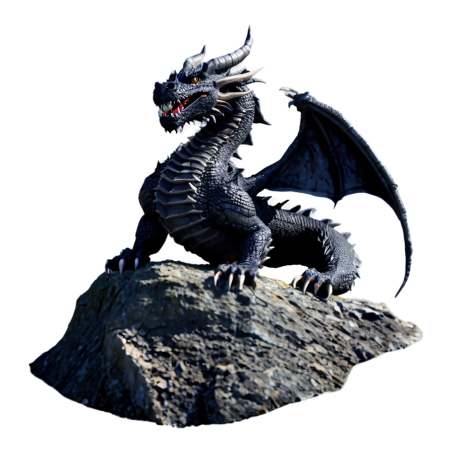 Black Dragon On Mountain Peak Png 67