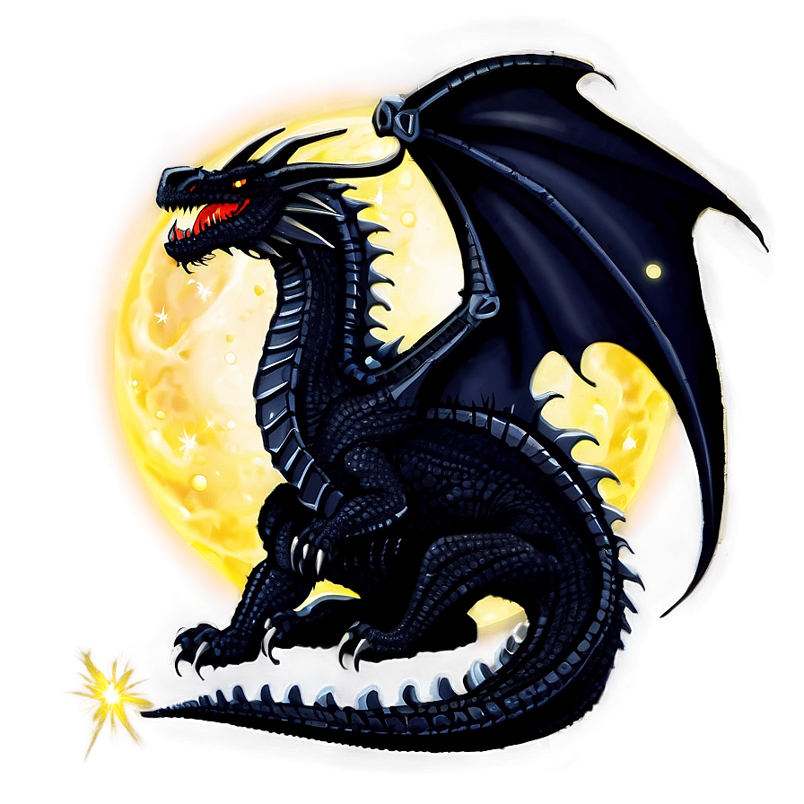 Black Dragon Under Starry Night Png 06252024