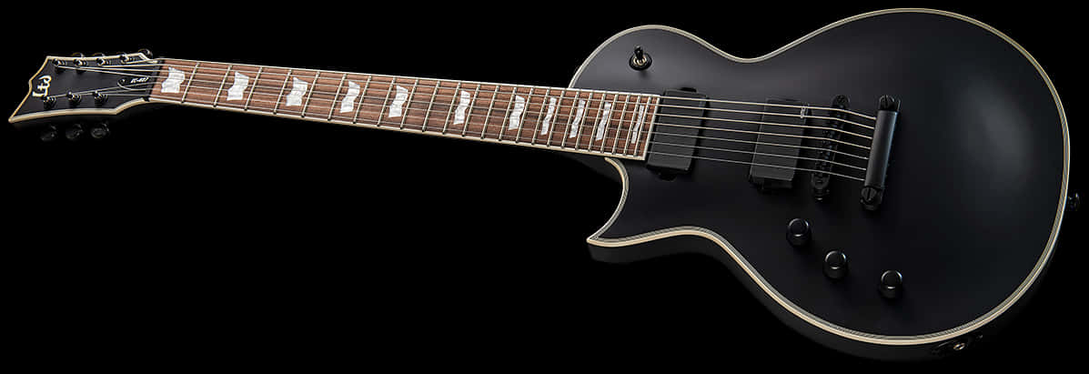 Black Electric Guitar Single Cutaway