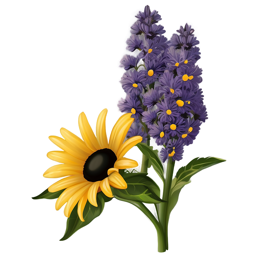 Black Eyed Susan And Lavender Bouquet Png 06282024