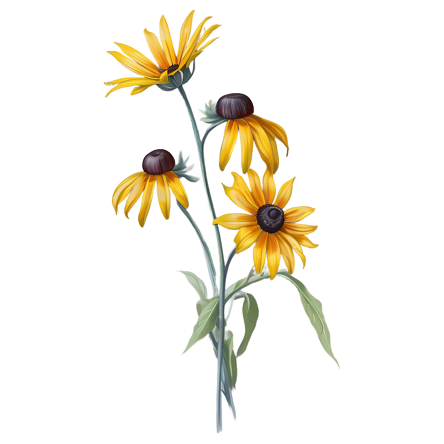 Black Eyed Susan Botanical Drawing Png Anm