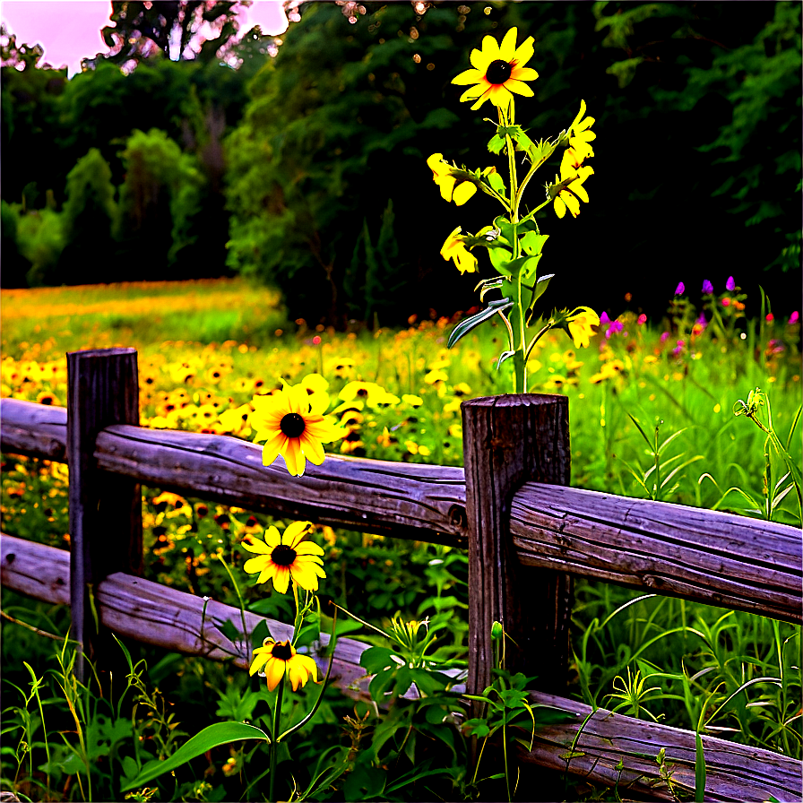 Black Eyed Susan Fence Line Png 67