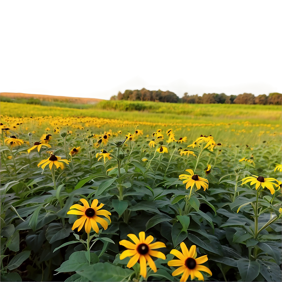 Black Eyed Susan Field At Sunset Png Sek4