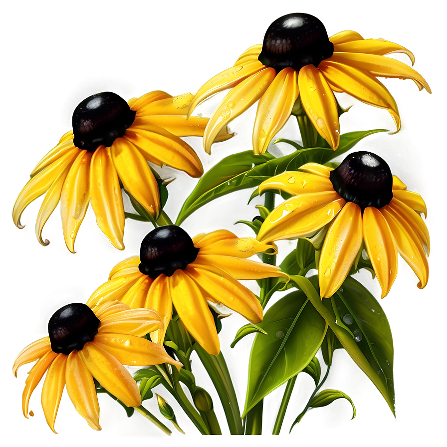 Black Eyed Susan With Dew Drops Png Sdt97