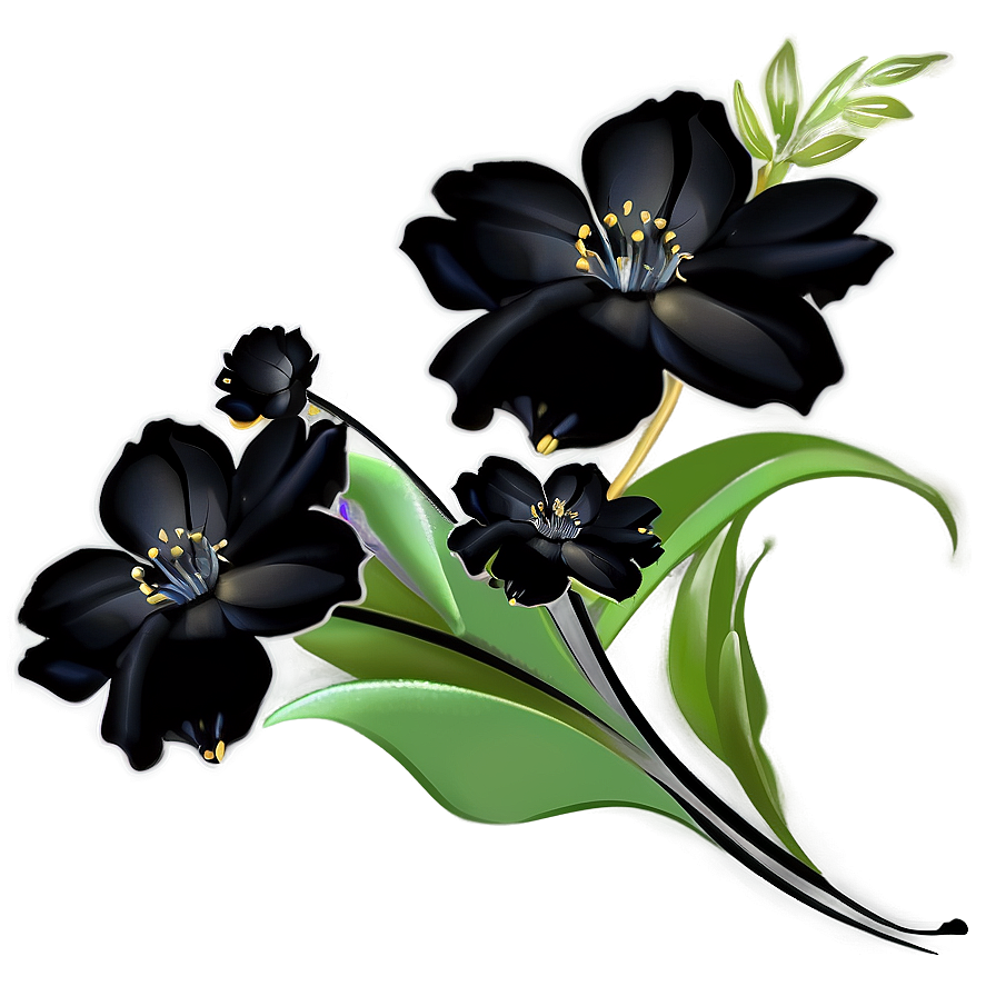 Black Floral Design Png 06202024