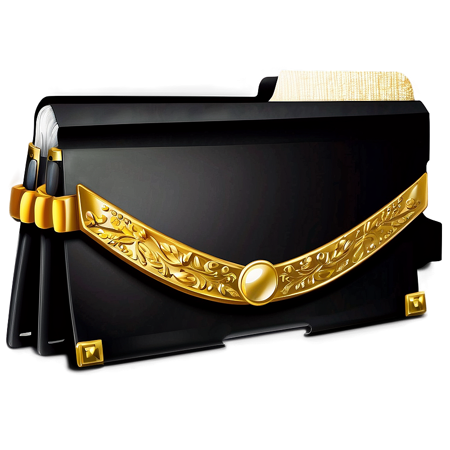 Black Folder With Gold Accents Png Gup31