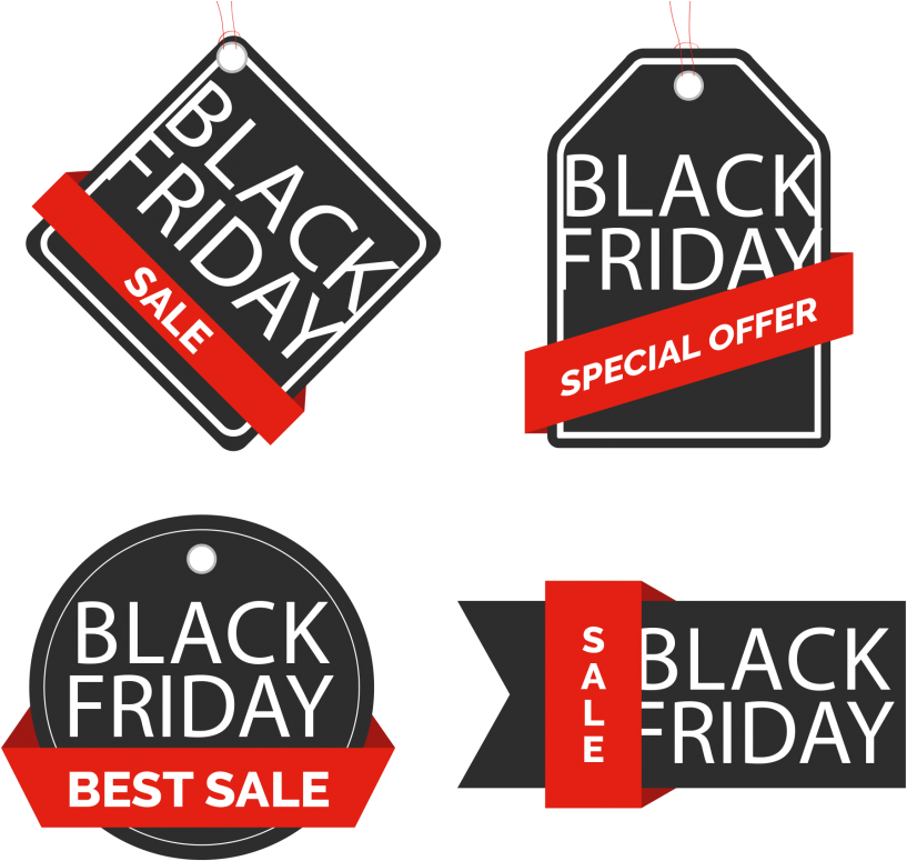 Black Friday Sale Tags Vector