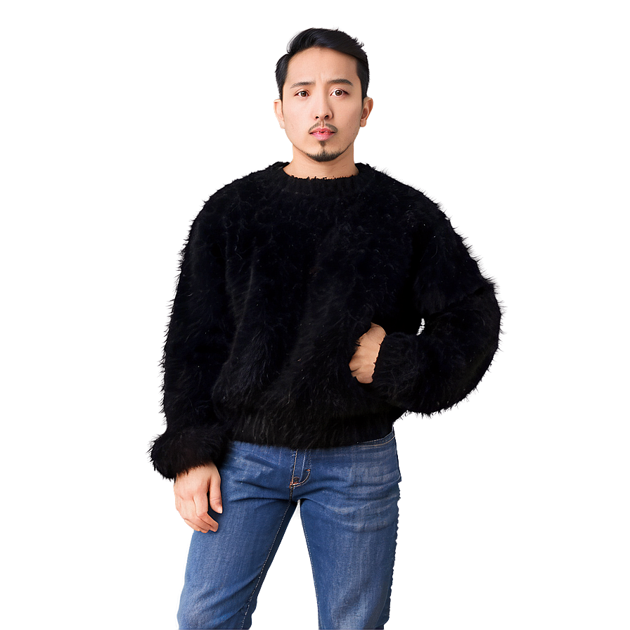 Black Fuzzy Sweater Png Qeg9