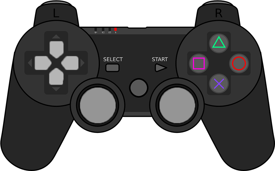 Black Game Controller Vector Illustration