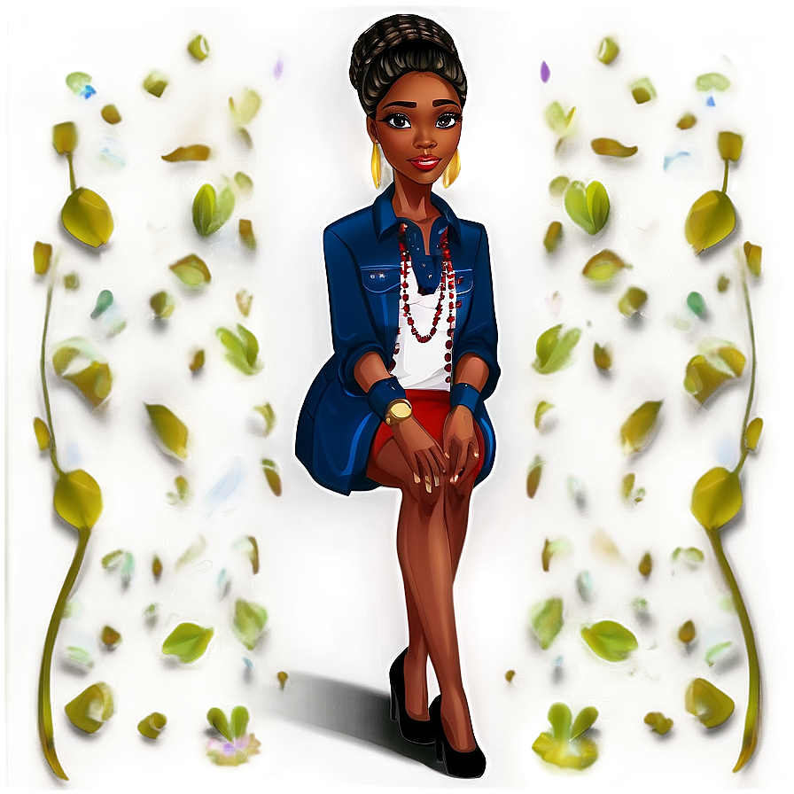 Black Girl Cartoon In Dress Png Yev