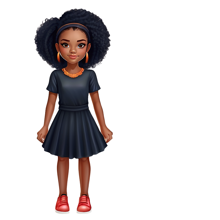 Black Girl Cartoon In Halloween Costume Png 06252024